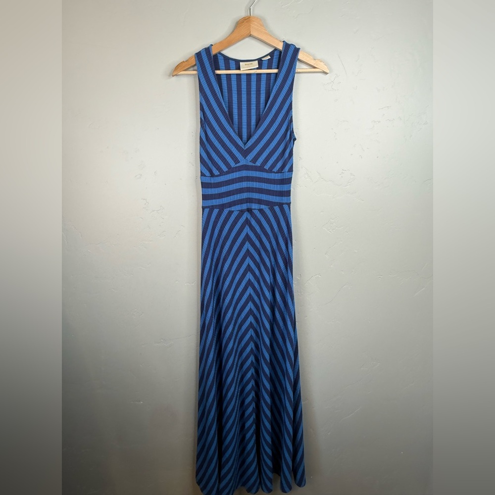 Anthropologie Maeve Bisevo Ribbed Tank Dress Striped Maxi Dress XXS - Picture 2 of 12